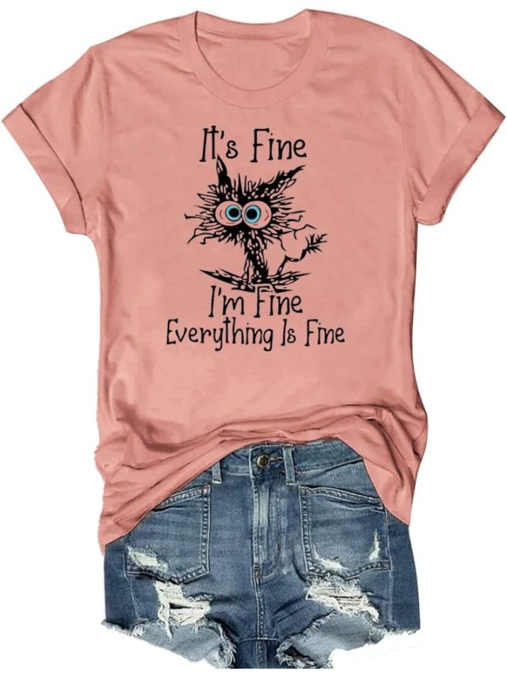 Women's Pink Short Sleeve Sayings Loose Fit Casual Tops Imported T Shirts